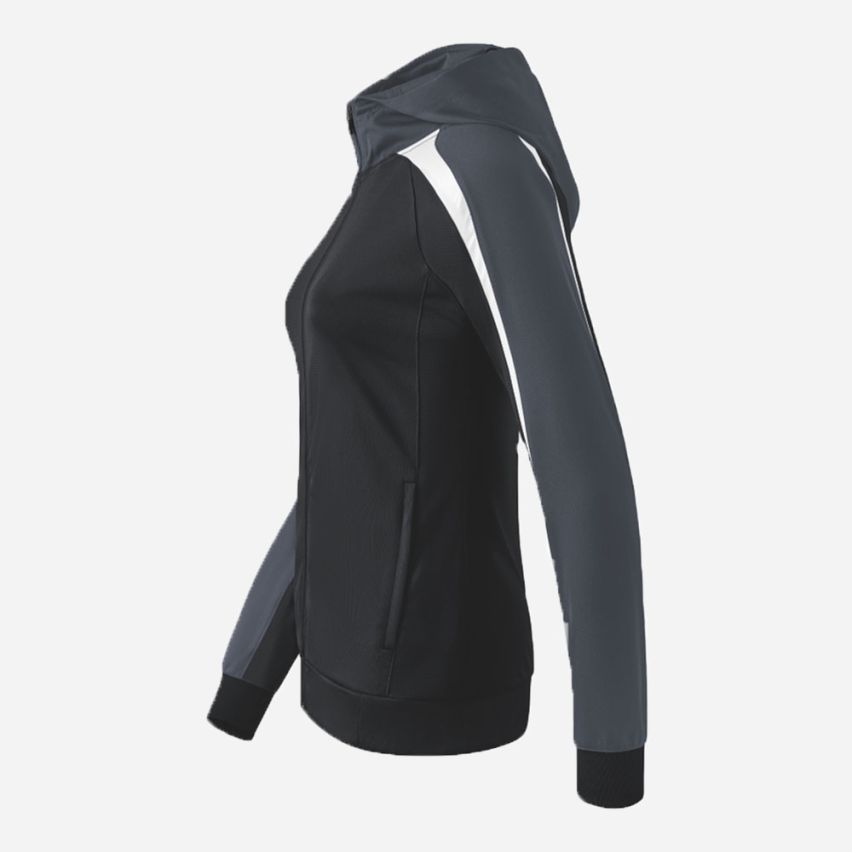 Erima Damen Trainingsjacke LIGA 2.0 mit Kapuze schwarz/grau