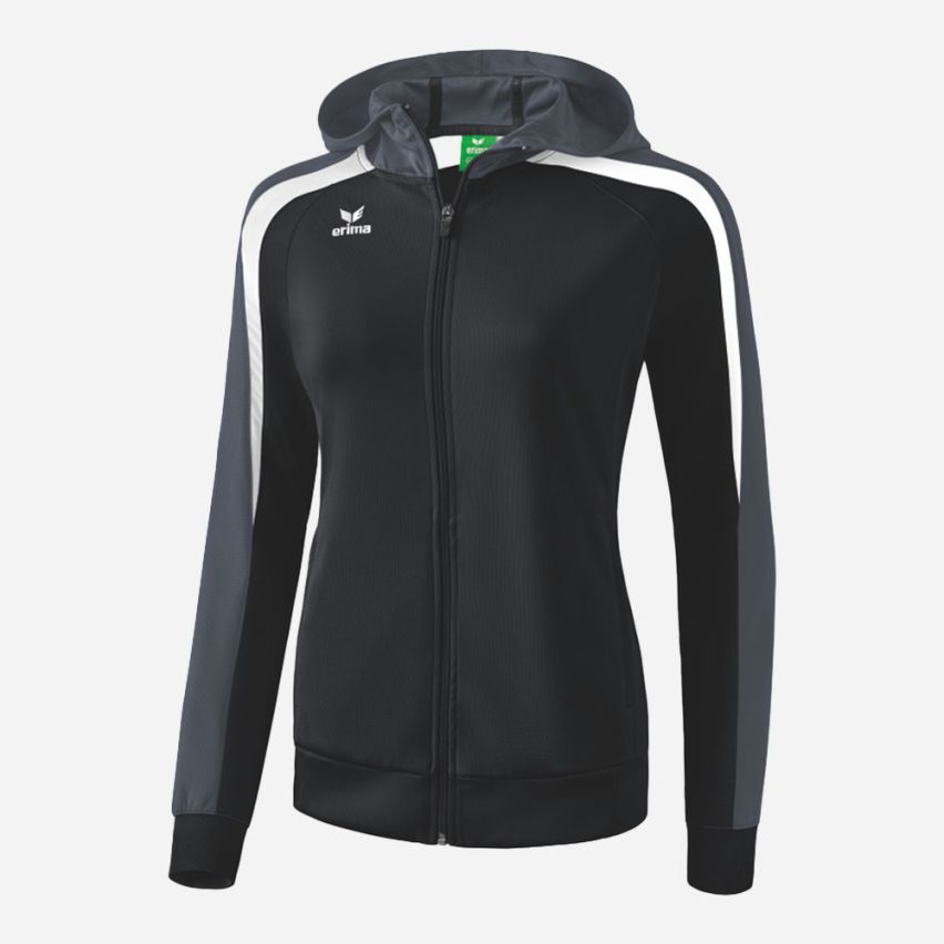 Erima Damen Trainingsjacke LIGA 2.0 mit Kapuze schwarz/grau