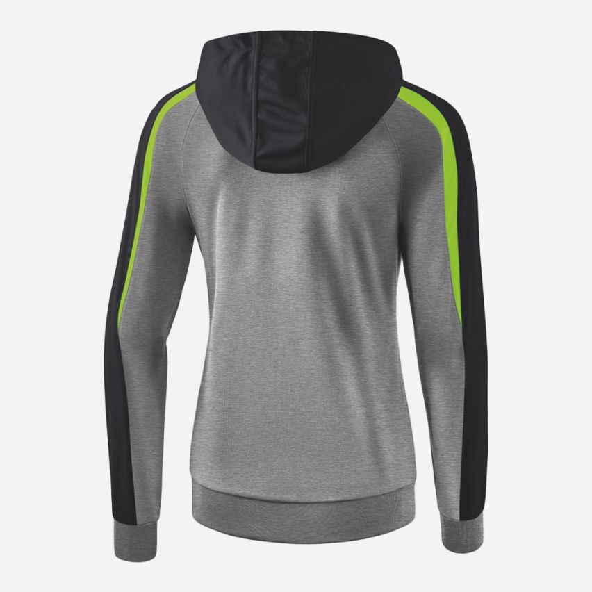 Erima Damen Trainingsjacke LIGA 2.0 mit Kapuze grau/schwarz/grün