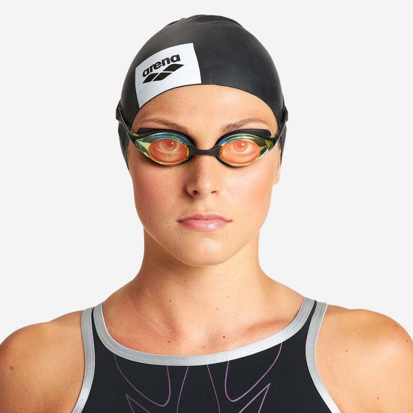 Arena Schwimmbrille Cobra Original Swipe yellow/black gespiegelt