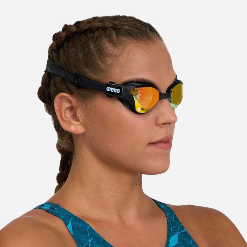 Arena Schwimmbrille Cobra Tri Swipe yellow copper/black gespiegelt