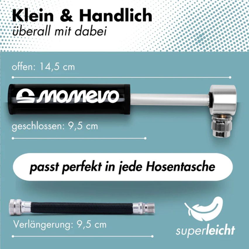 Momevo PocketAir Mini Ballpumpe schwarz