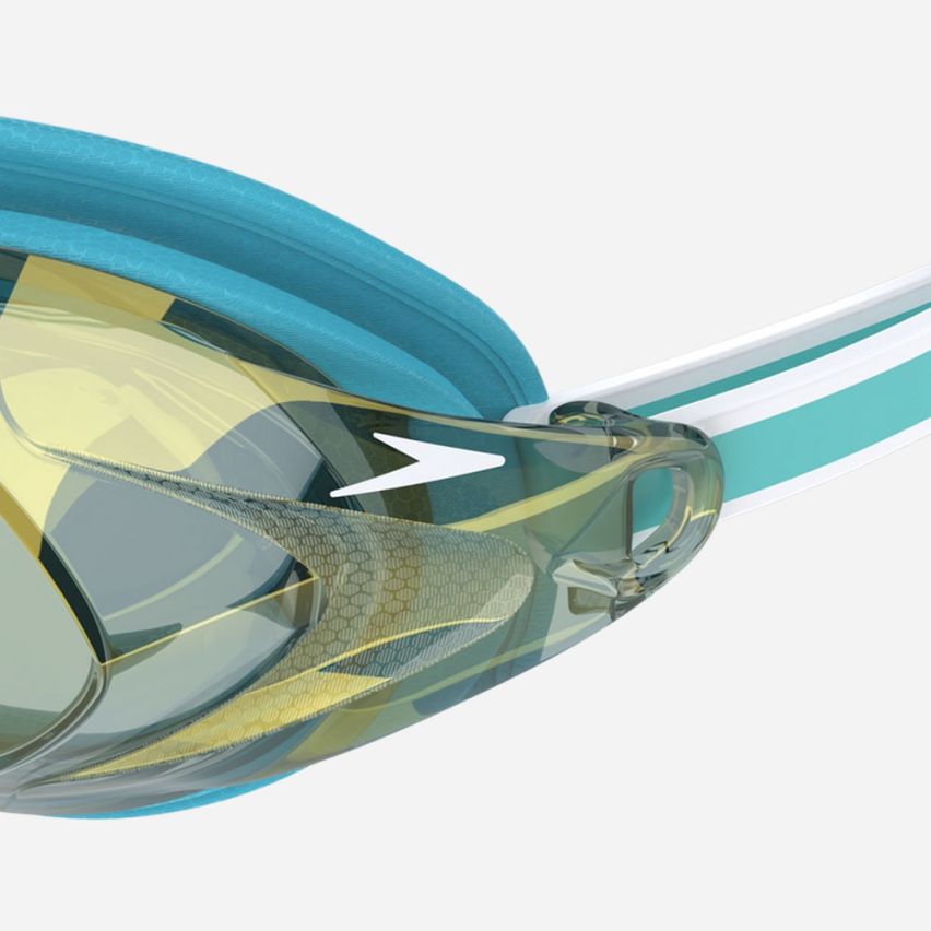 Speedo Schwimmbrille Vanquisher 3.0 blau/gold gespiegelt 