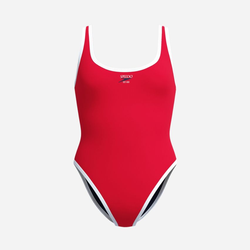 Speedo Solid Bound Scoop Badeanzug high risk red